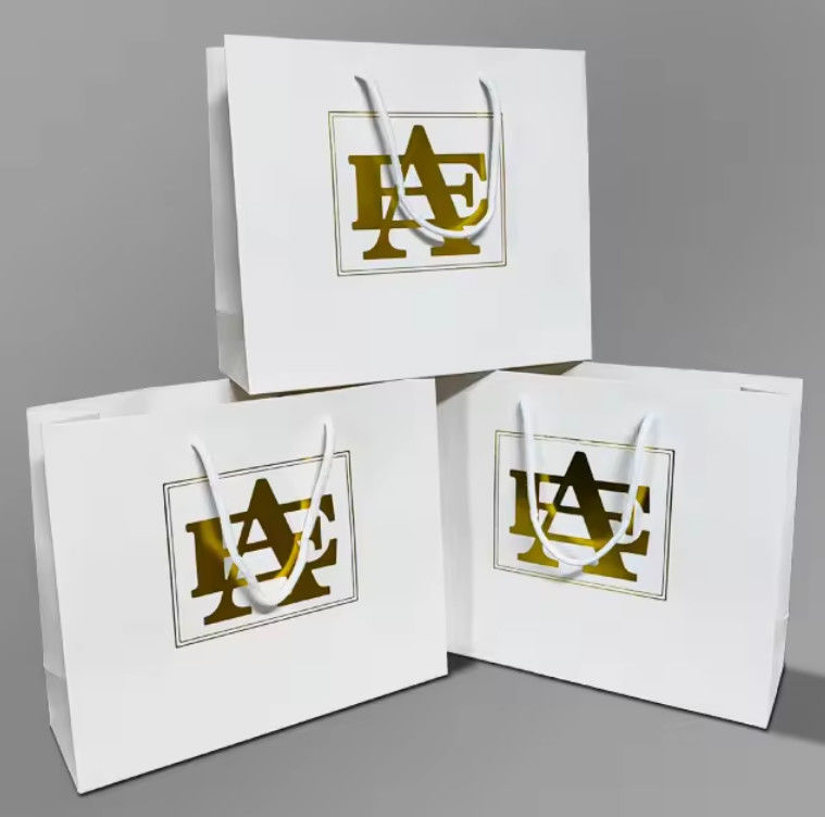 Paper Bag Custom Printed Logo Luxury Clothing Shopping Paper Bags Boutique Recyclable Gift Bag With Ribbon Rope